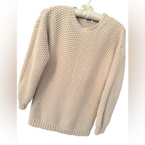525 Sweater Cream Chunky Knit Crewneck Size XS/S 525 America 100% Cotton